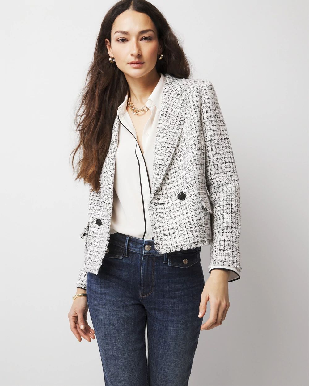 値引 Petite Cropped Tweed Jacket | White House Black Market トップス